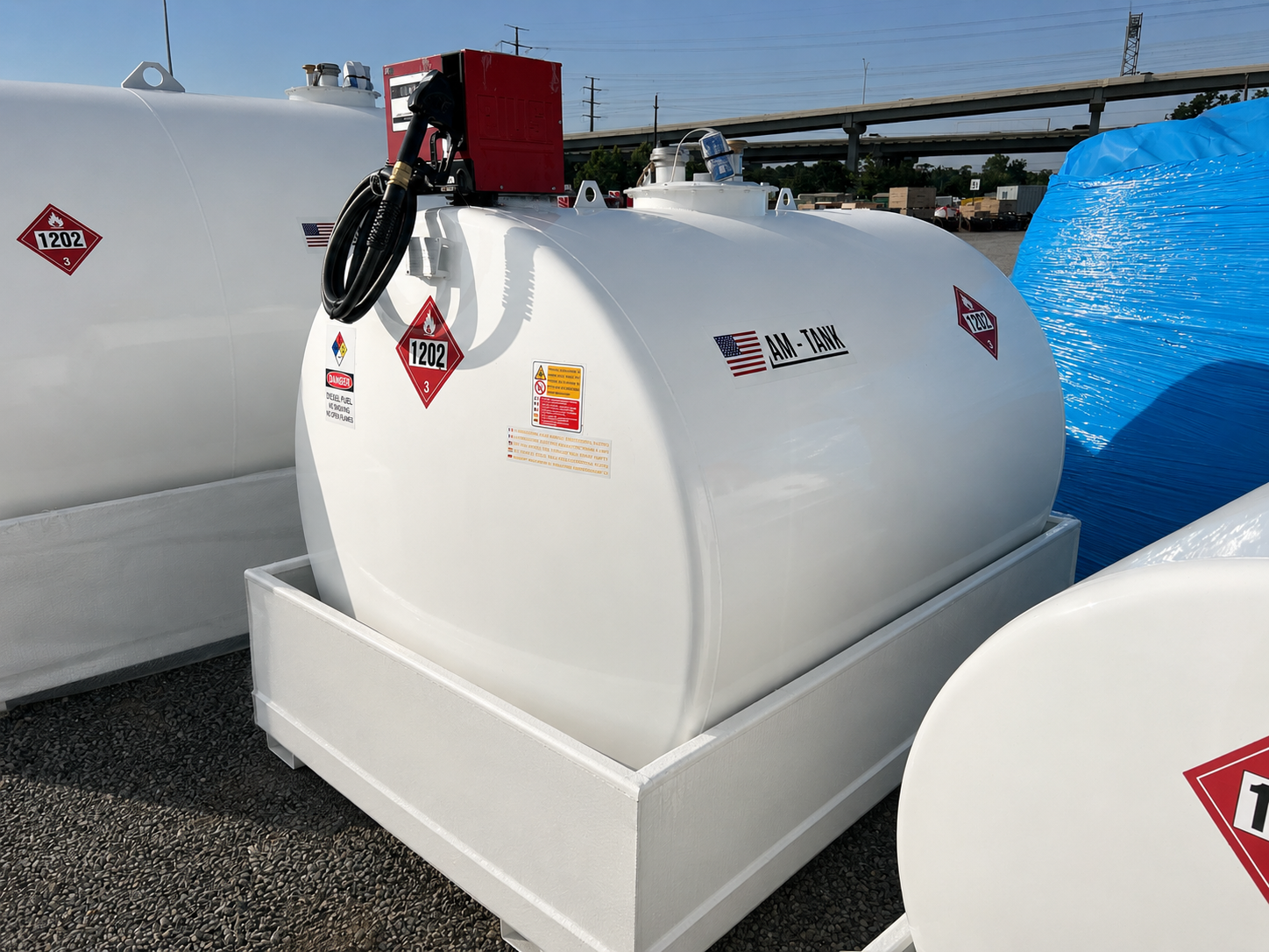 AM Tank 1,050 Gallon Diesel Fuel Tank with Pump and Containment Pan AM Tank 1,050 Gallon Diesel Fuel Tank with Pump and Containment Pan