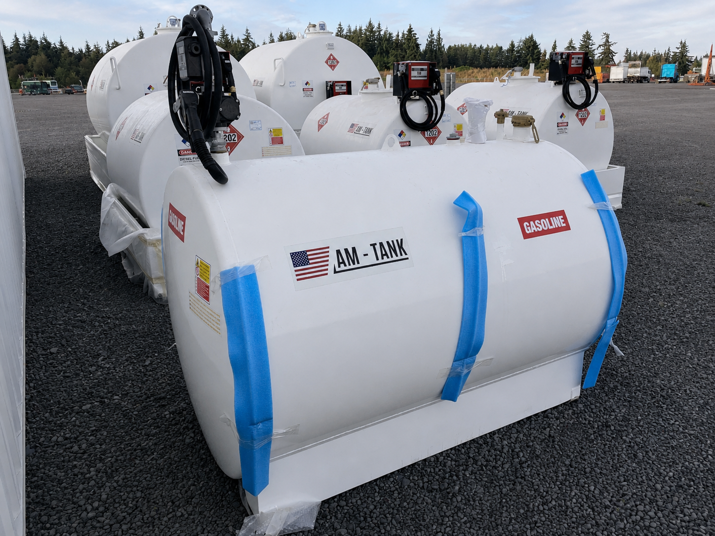 AM Tank 655 Gallon Gasoline Fuel Tank with Pump and Containment Pan AM Tank 655 Gallon Gasoline Fuel Tank with Pump and Containment Pan