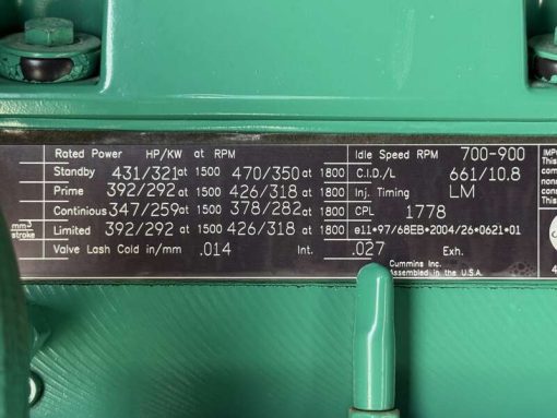 Used Cummins DQHAB QSM11-G4 Diesel Generator, 411 Hrs EPA Tier 3
