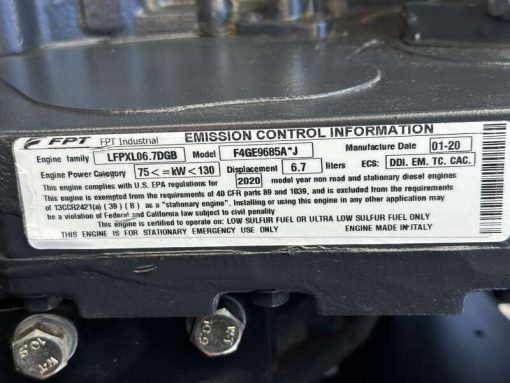 Used Generac SD100 Diesel Generator, 261 hrs, EPA Tier 3, Single Phase