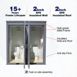 Bastone Dual Portable Restroom Mobile Toilet,2 Stall w/2 Sinks Toilets Bathroom