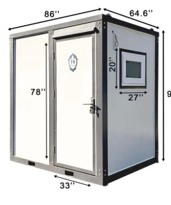 86″x64.6″x93″ Portable Toilet w/ Shower Curtain Restroom Bathroom Mobile Toilet