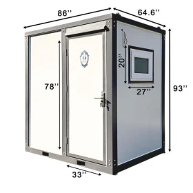 86″x64.6″x93″ Portable Toilet w/ Shower Curtain Restroom Bathroom Mobile Toilet