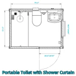 86″x64.6″x93″ Portable Toilet w/ Shower Curtain Restroom Bathroom Mobile Toilet
