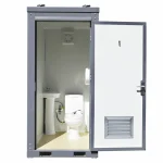 Bastone Portable Restroom w/ Sink, Flush Toilet & Vent Fan for Outdoor Use